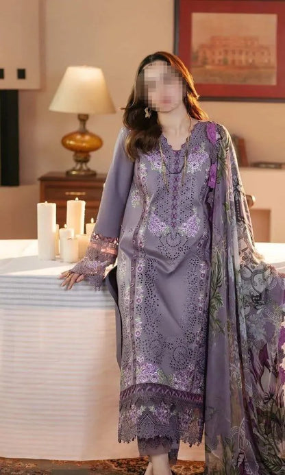 3 Pcs Women's Unstitched Embroidered Suit