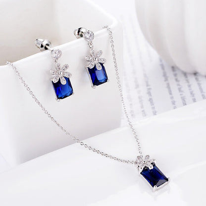 Red Zirconium Earrings & Necklace Set for Women