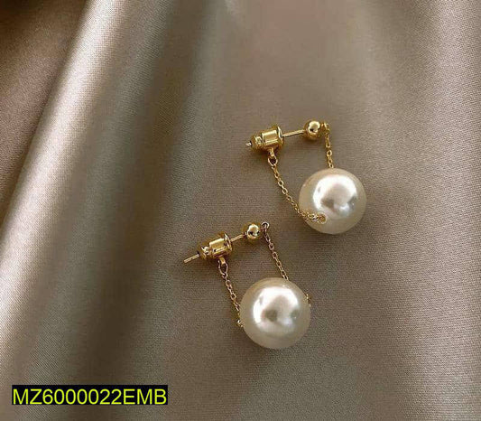 Gold Pearl Drop Earrings for Women Casual Formal Wear