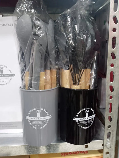 10-Piece Stainless Steel Kitchen Set with Wooden Handles