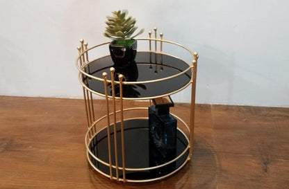 2 Tier Round Metal Makeup Organizer Rack 9 Inch