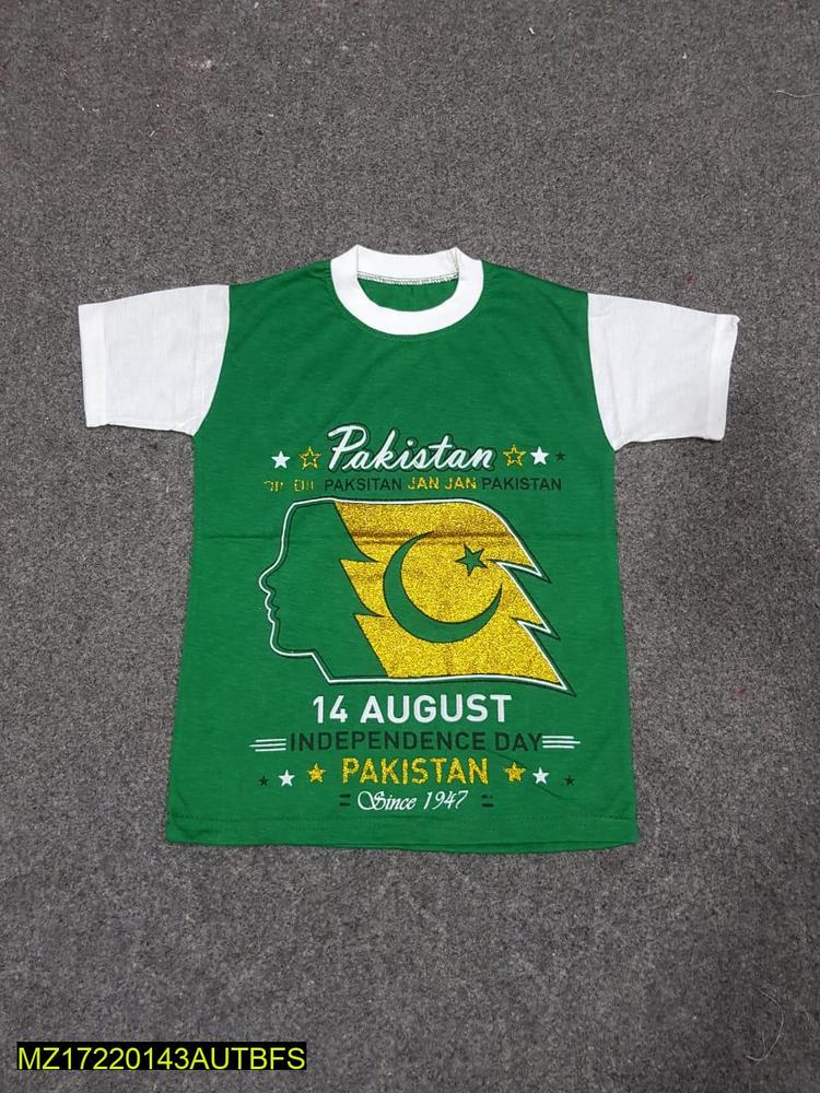 Unisex Green Printed 14th August T-Shirt 24-28