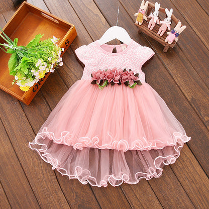 Girls Summer Floral Princess Dress Multi Color Mesh Tutu