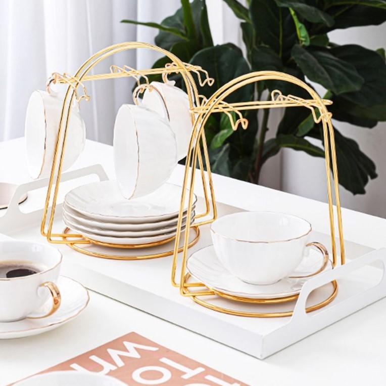 Golden Metal Cup Holder Rack for Kitchen Drying Stand