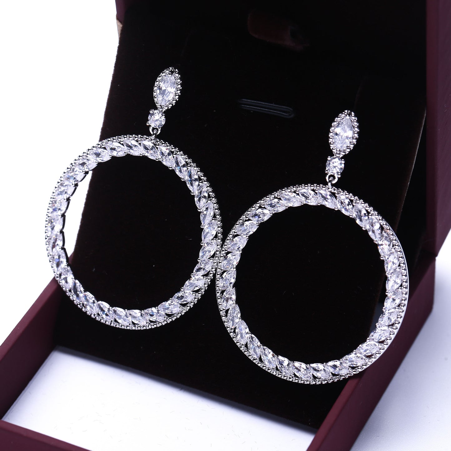 Geometric Circle Earrings S925 Silver Zircon Stones