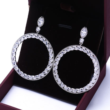 Geometric Circle Earrings S925 Silver Zircon Stones