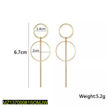 Golden Alloy Drop Earrings for Women, Geometric Double Circle, Lightweight, Durable, Western Korean Style