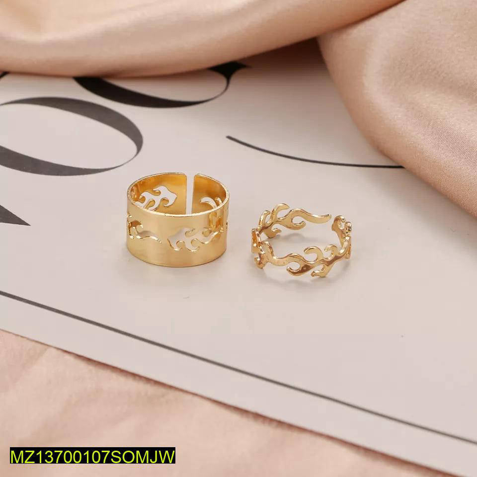 Golden Flame Ring Set for Couples & Women