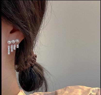 Gold Plated Pearl & Crystal Earrings for Women