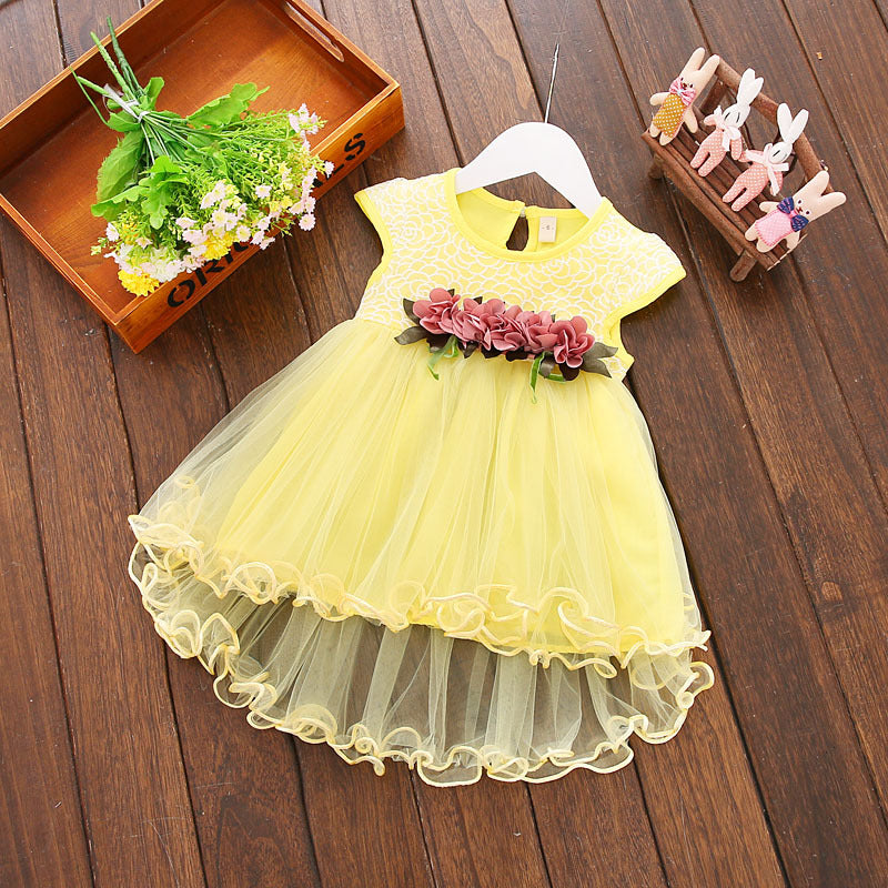 Girls Summer Floral Princess Dress Multi Color Mesh Tutu