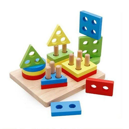 Wooden Shapes Sorter Toy for Kids Educational Play