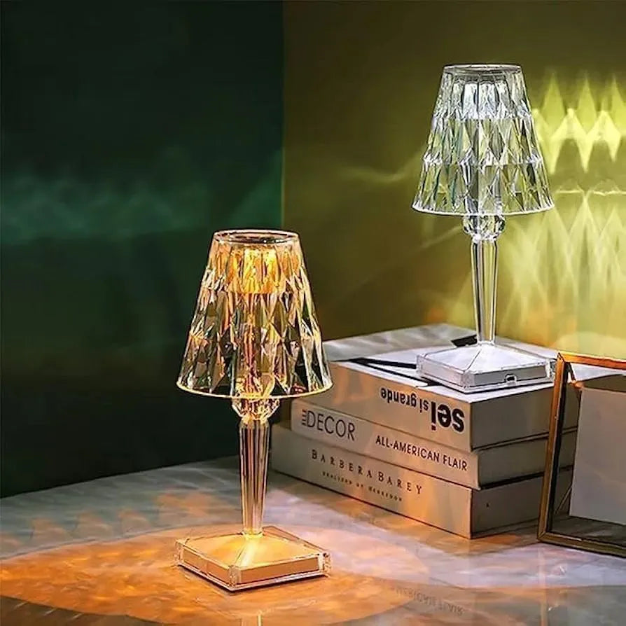 Rechargeable Crystal Table Lamp with Starburst Design