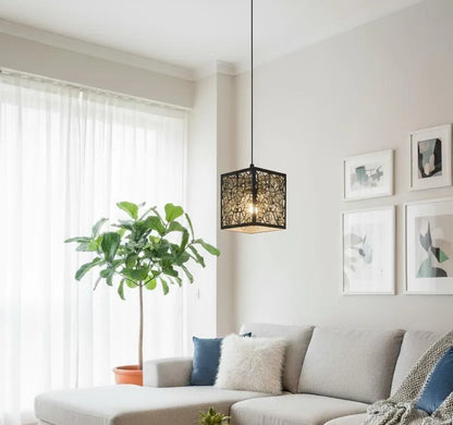 Modern Floral Ceiling Lamp Black Golden Glow