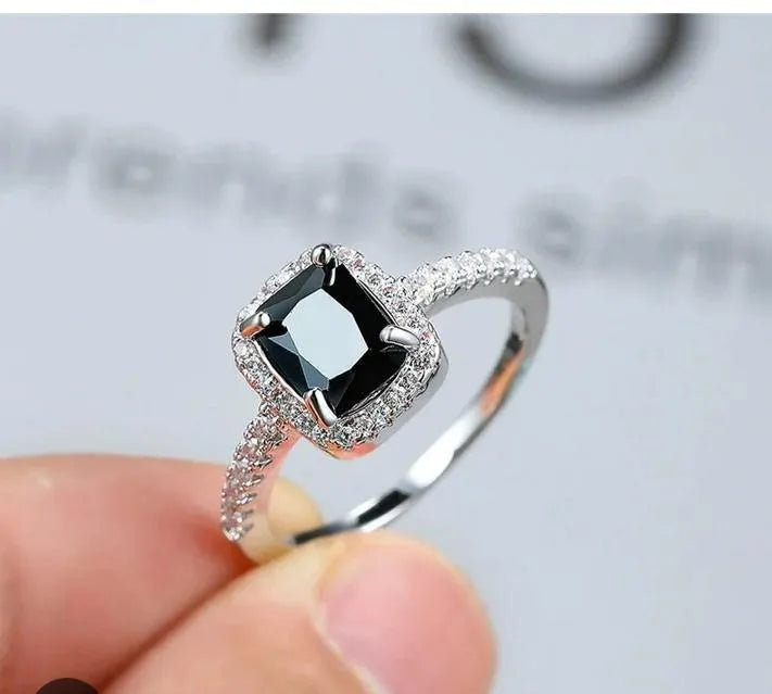 Black onyx Ring with Diamond Set for Women