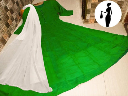 3 Pcs Women's Stitched Plain Maxi Suit