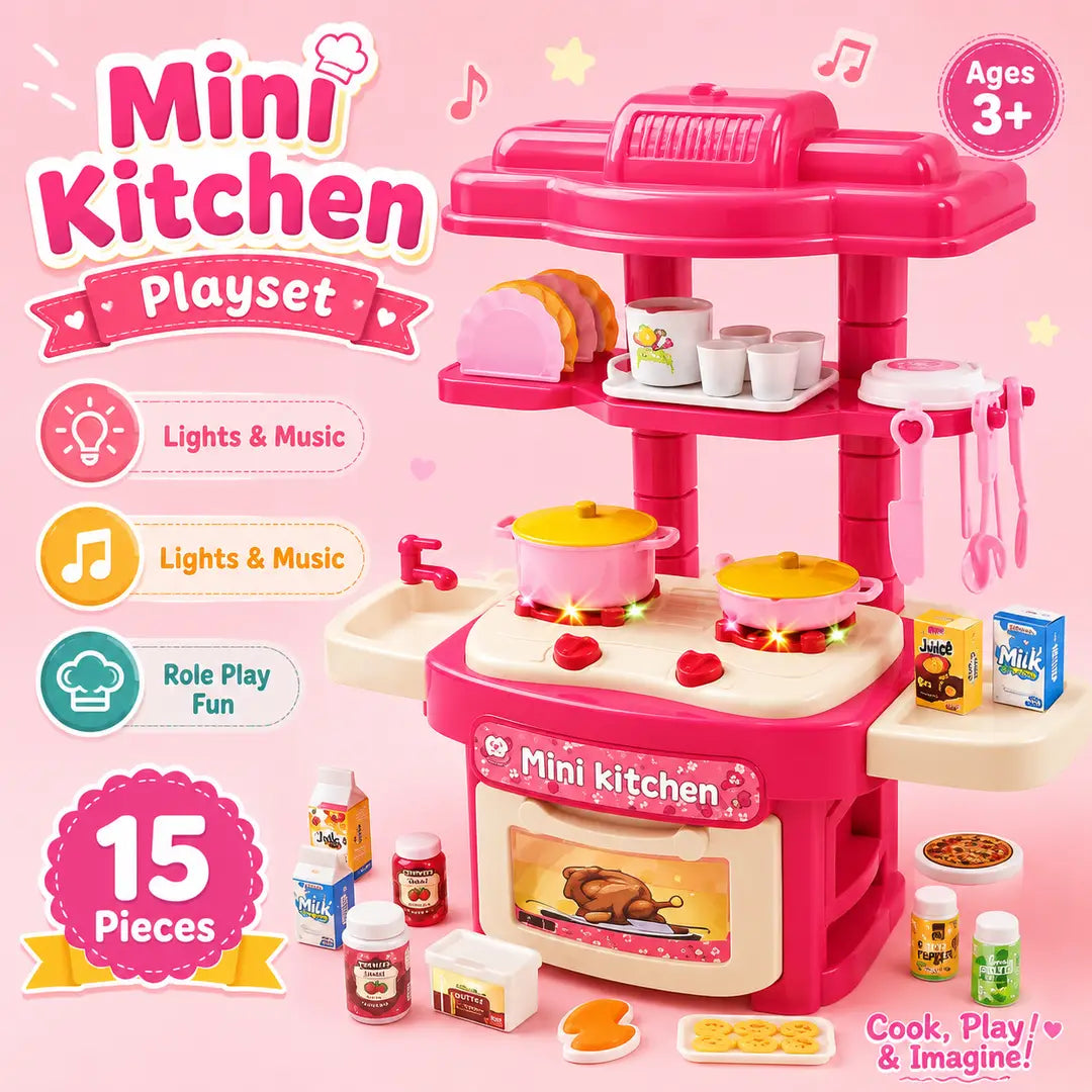 Girl's Plastic Kitchen Set