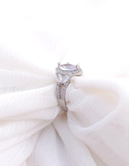 Modern Silver Plated Crystal Ring for Women