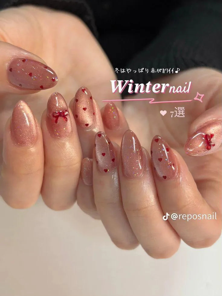 Multicolor Fake Nails with Bow Design 12pcs ABS Plastic