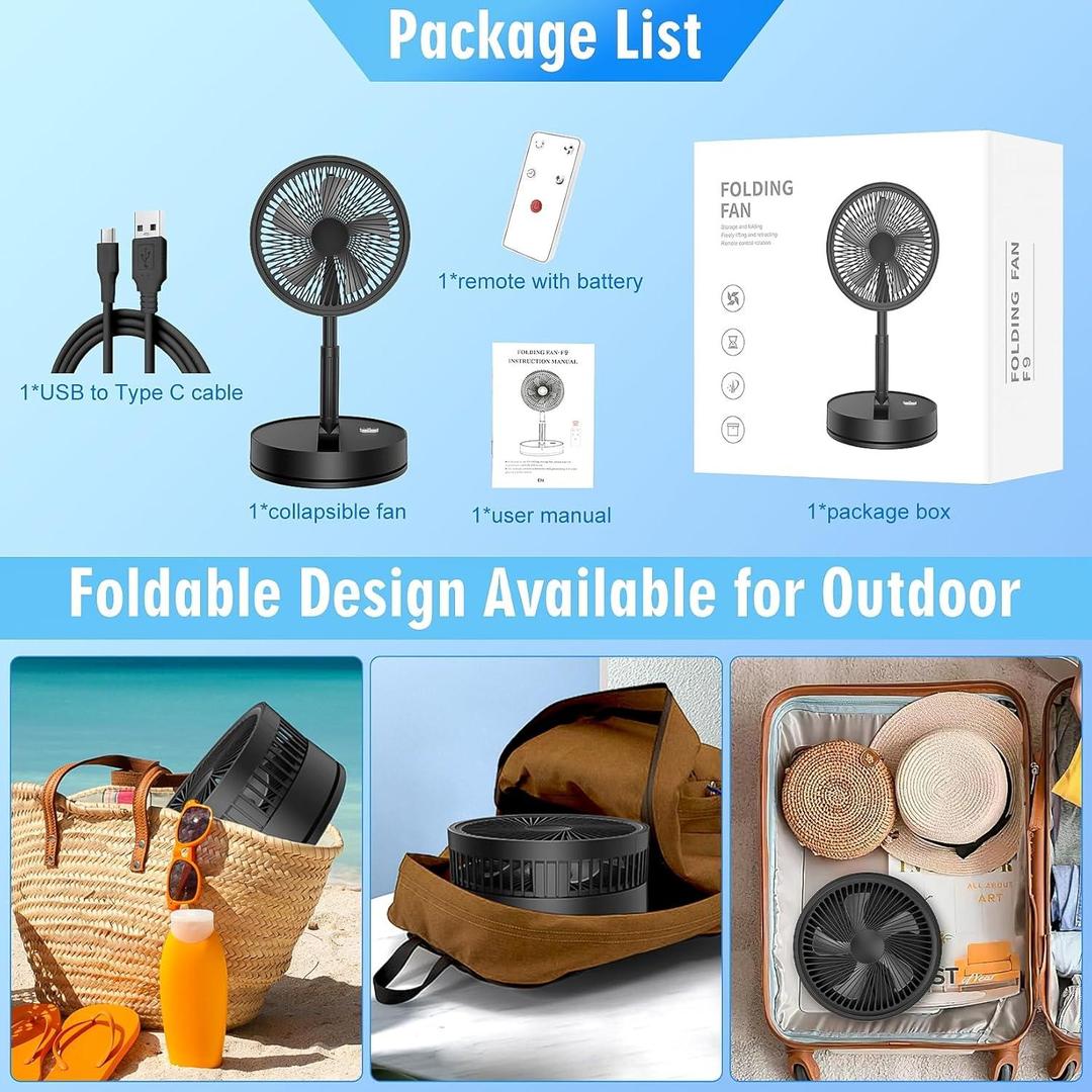 Rechargeable Desk Fan Green 20W Portable