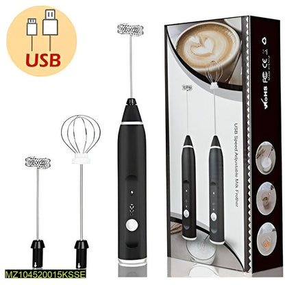 USB Rechargeable Stainless Steel Coffee Beater Black
