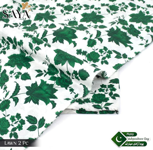 Green Floral Lawn Suit for 14th August Pakistan