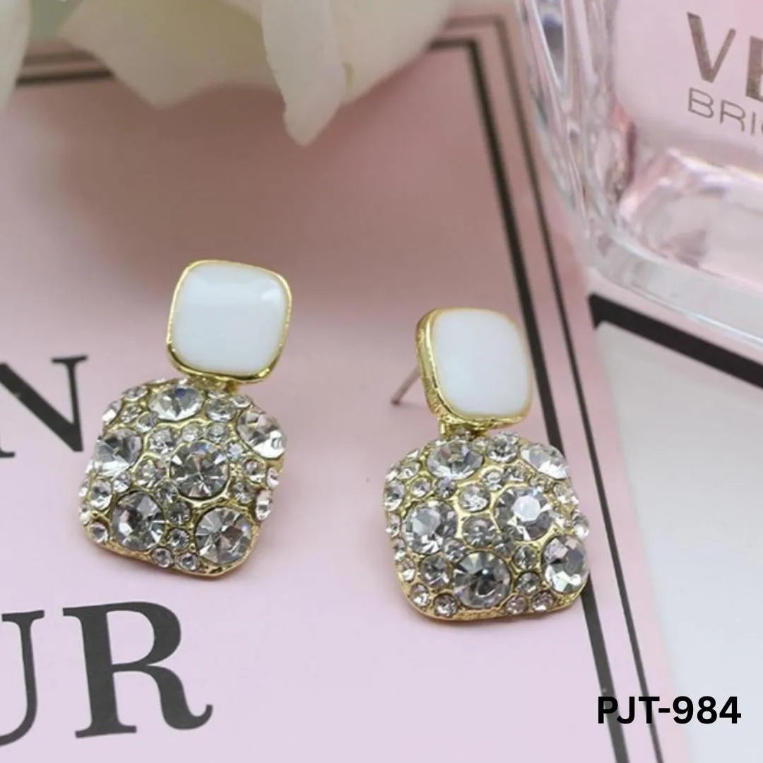 Korean Marble Stylish Zircon Earrings PJT-984