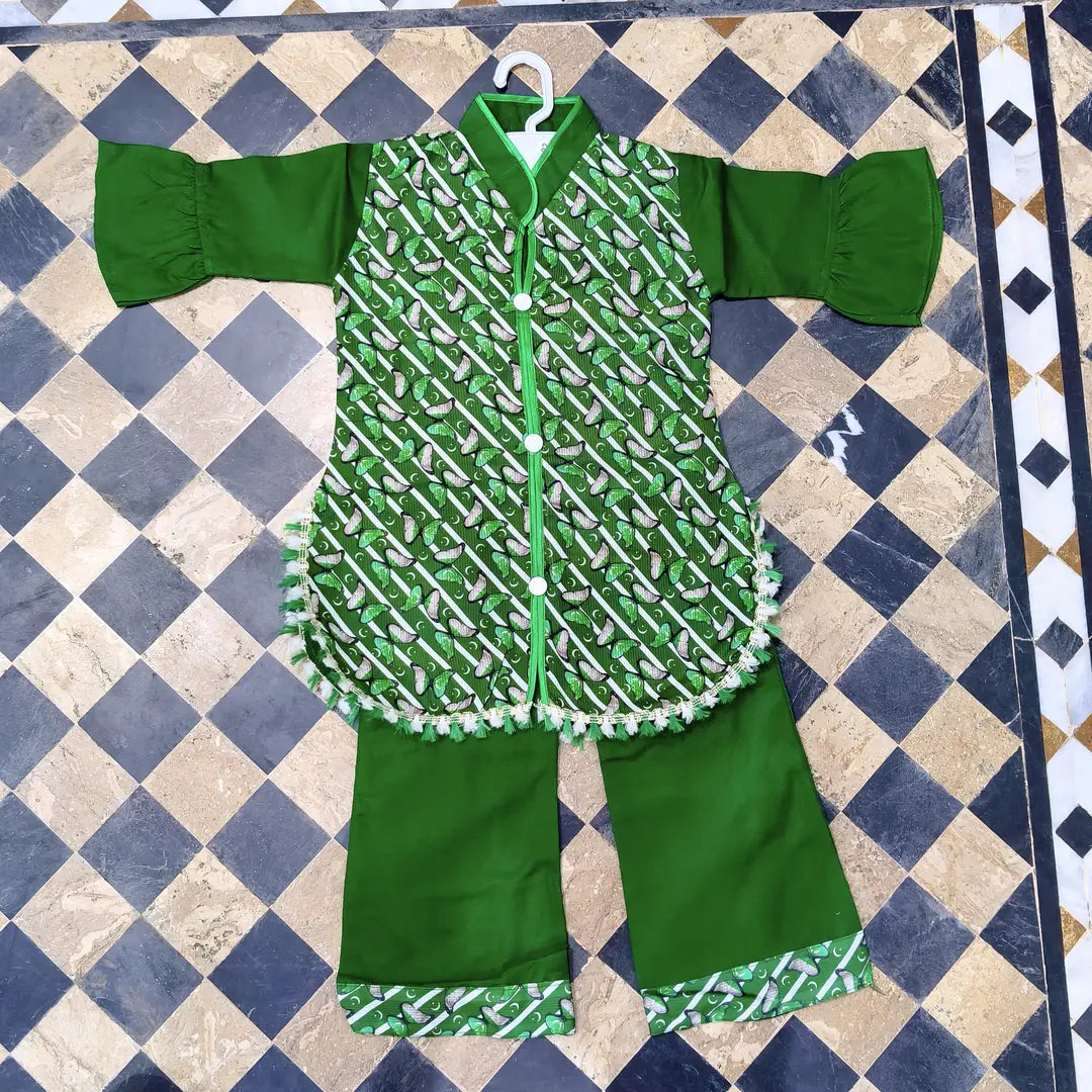 14 August 2 Pcs Girl's Fancy Embroidered Shirt And Trouser Set