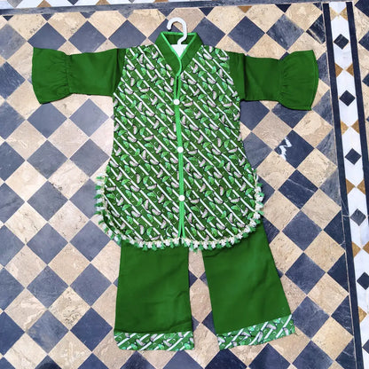 14 August 2 Pcs Girl's Fancy Embroidered Shirt And Trouser Set