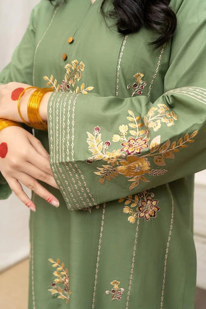 Green Lawn 3-Piece Embroidered Suit for Women
