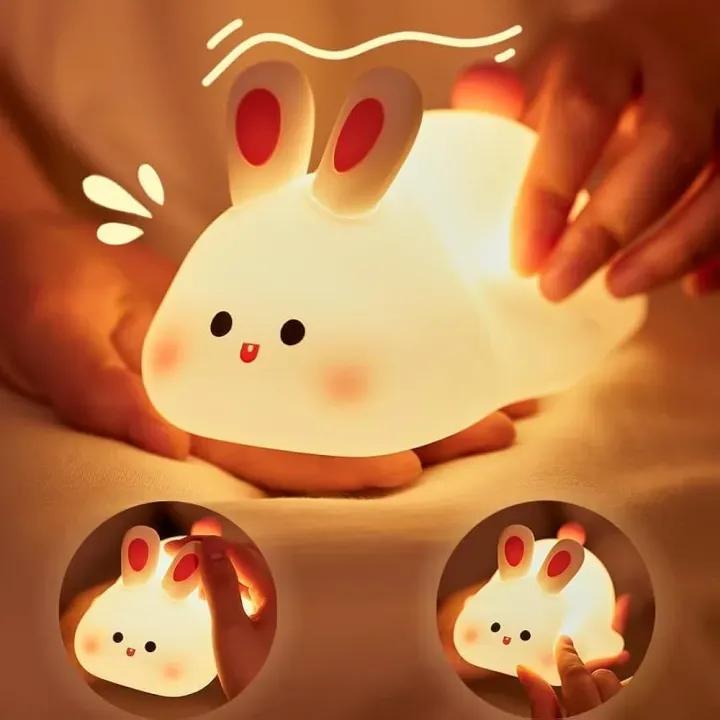 Rechargeable Silicone Bunny Night Light Off White