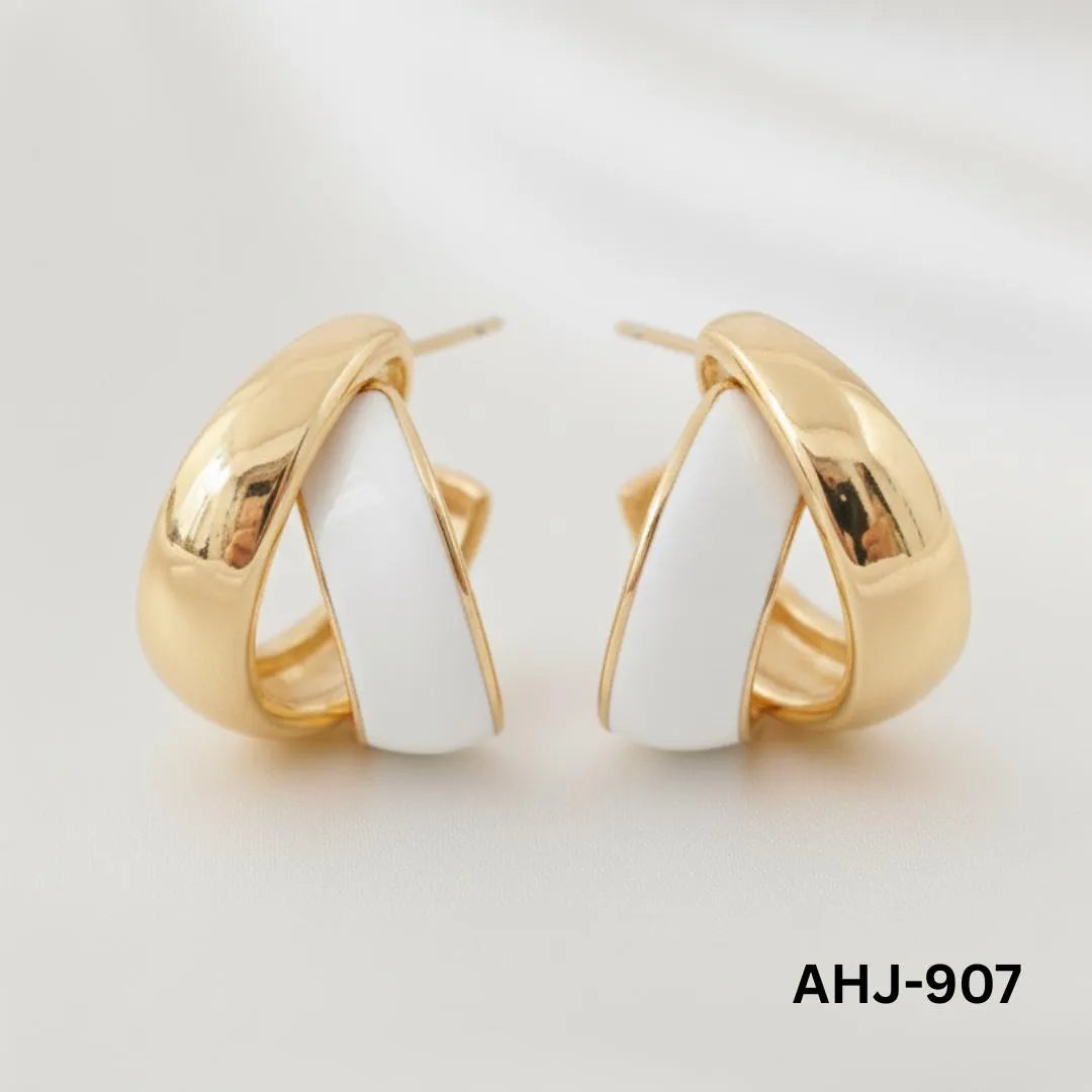 Two-Layer Korean Hoop Earrings Beige Brown Red Black White Purple Orange Blue