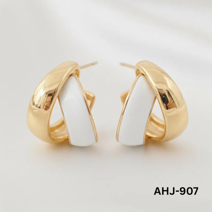 Two-Layer Korean Hoop Earrings Beige Brown Red Black White Purple Orange Blue