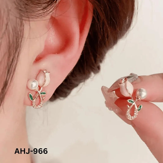 Elegant Flower Zircon Pearl Earrings for Women