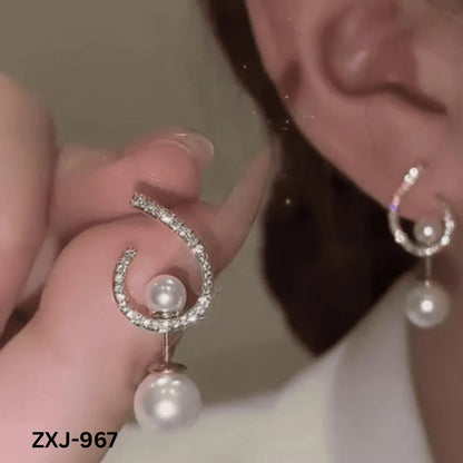 Korean Style Pearl Earrings U-Shape Silver Gold