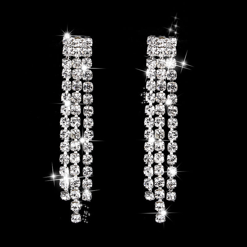 Dazzling Rhinestone Necklace & Earrings Set for Weddings