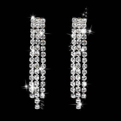 Dazzling Rhinestone Necklace & Earrings Set for Weddings