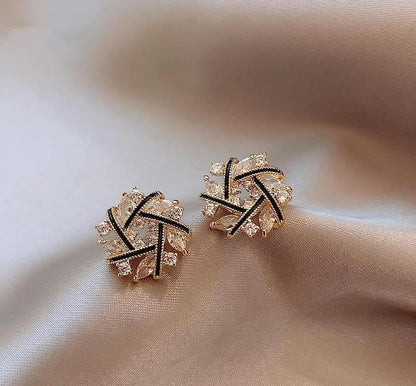 Star Shaped Gold Plated Zircon Studs for Women