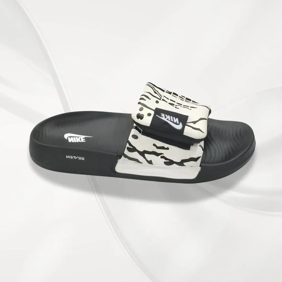 Nike Logo Slide Slippers Black White Patterned