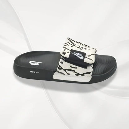 Nike Logo Slide Slippers Black White Patterned
