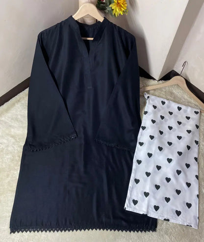 Women's Heart Printed Summer Linen 2 Piece Flapper Suit with V Neck Shirt | Sequence Lace Work | Casual Printed Cord Set | Soft Linen Dress for Women