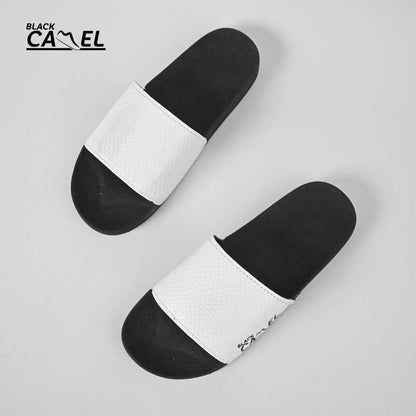 Black Camel Cobra Texture Slippers White Black