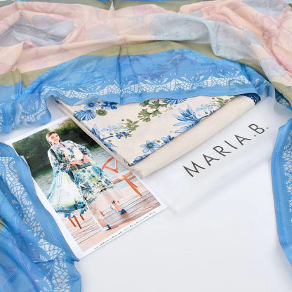 Digital Printed Lawn 3Pc Set Blue Floral Unstitched