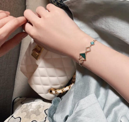 Gold Plated Green Stone Bracelet for Women