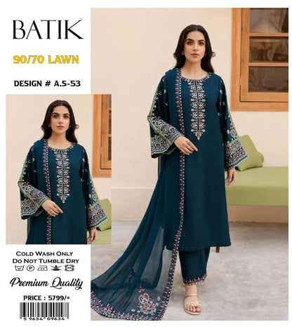 Blue Lawn Patch Work 3Pcs Set for Women