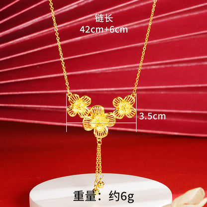 Gold Flower Necklace for Women Wedding Retro Style