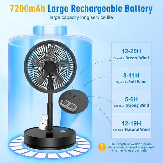 Rechargeable Desk Fan Green 20W Portable