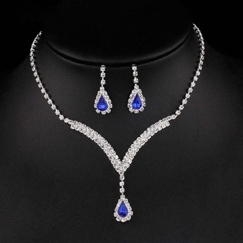 Diamond Water Drop Necklace & Earrings Set for Pakistani Women