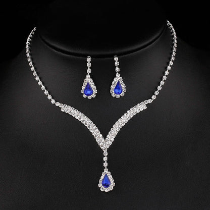 Diamond Water Drop Necklace & Earrings Set for Pakistani Women