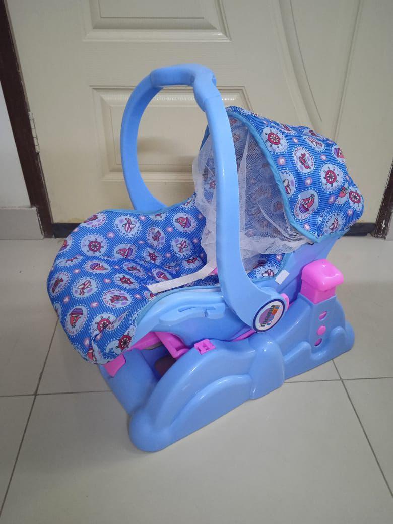Baby Carry Cot Blue Nautical Mosquito Net