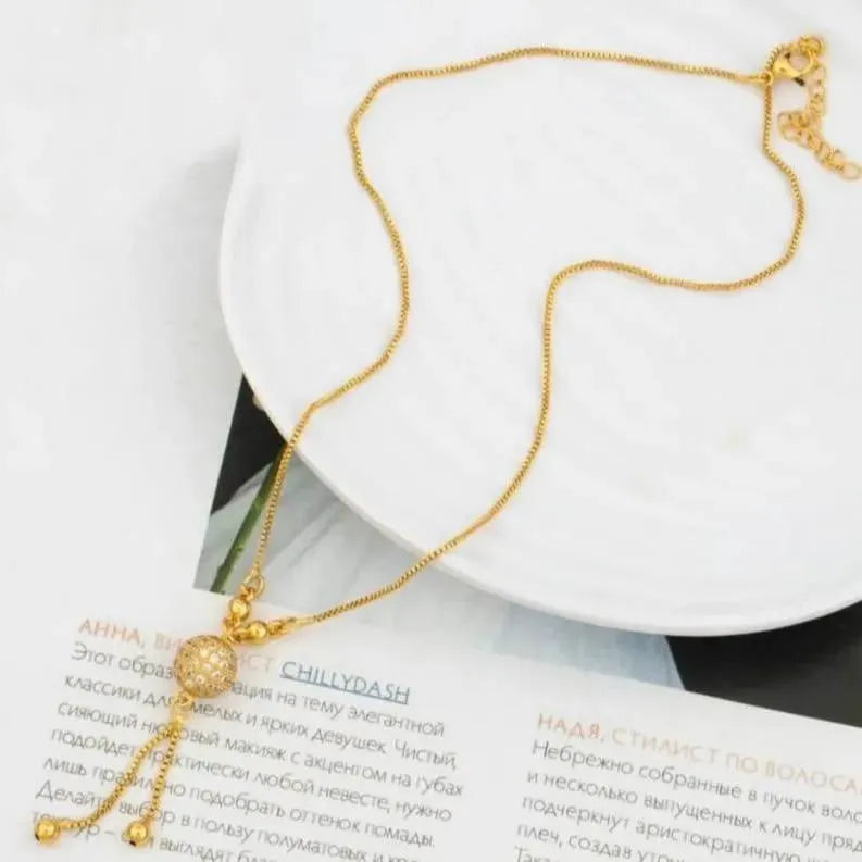 Gold Plated Zircon Ball Necklace for Women